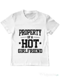 Tricou ADLER copil Property of a hot girlfriend Alb