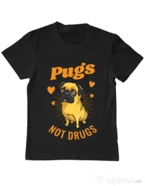 Tricou ADLER copil Pugs not drugs Negru