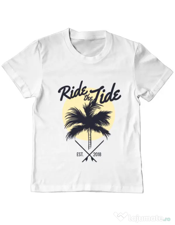 Tricou ADLER copil Ride the tide Alb