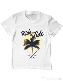 Tricou ADLER copil Ride the tide Alb