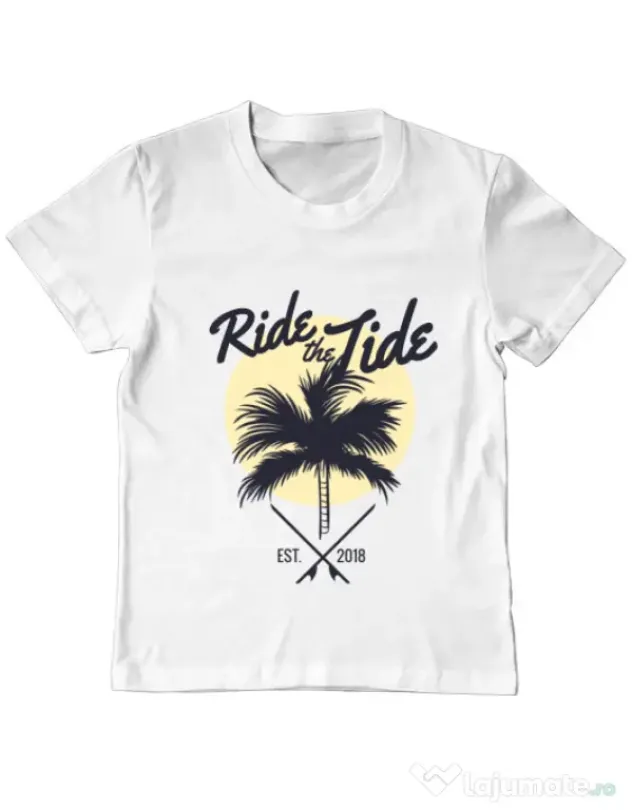 Tricou ADLER copil Ride the tide Alb
