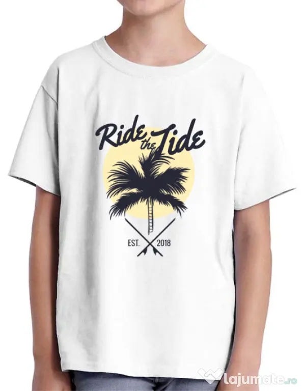 Tricou ADLER copil Ride the tide Alb