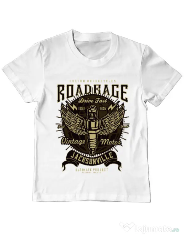 Tricou ADLER copil Road Rage Alb