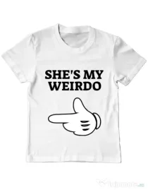 Tricou ADLER copil She's my weirdo Alb
