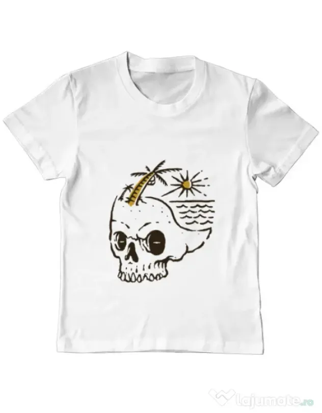 Tricou ADLER copil Skull Island Alb