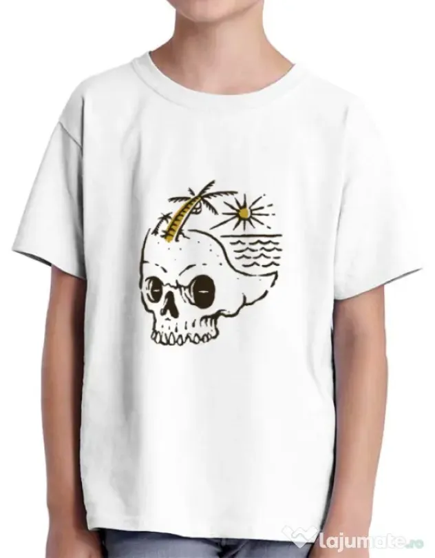 Tricou ADLER copil Skull Island Alb