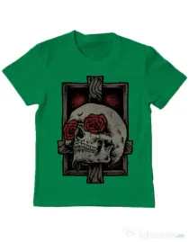 Tricou ADLER copil Skullcross Verde mediu