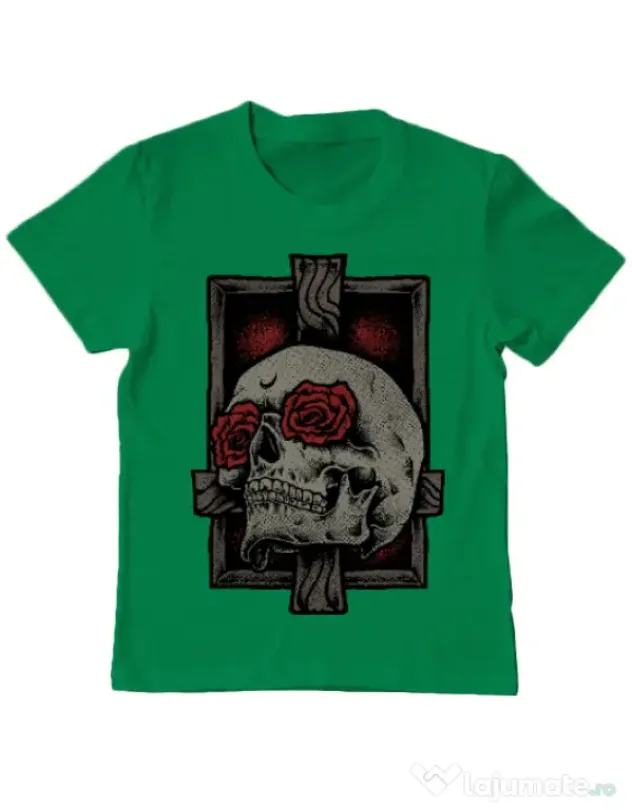 Tricou ADLER copil Skullcross Verde mediu