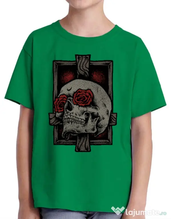 Tricou ADLER copil Skullcross Verde mediu