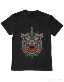 Tricou ADLER copil Stabbed wolf Negru