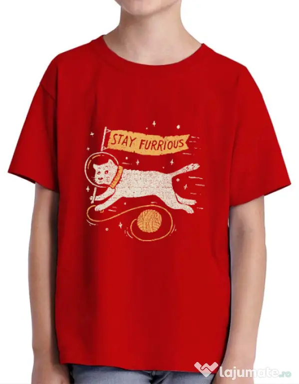 Tricou ADLER copil Stay Furrious Rosu