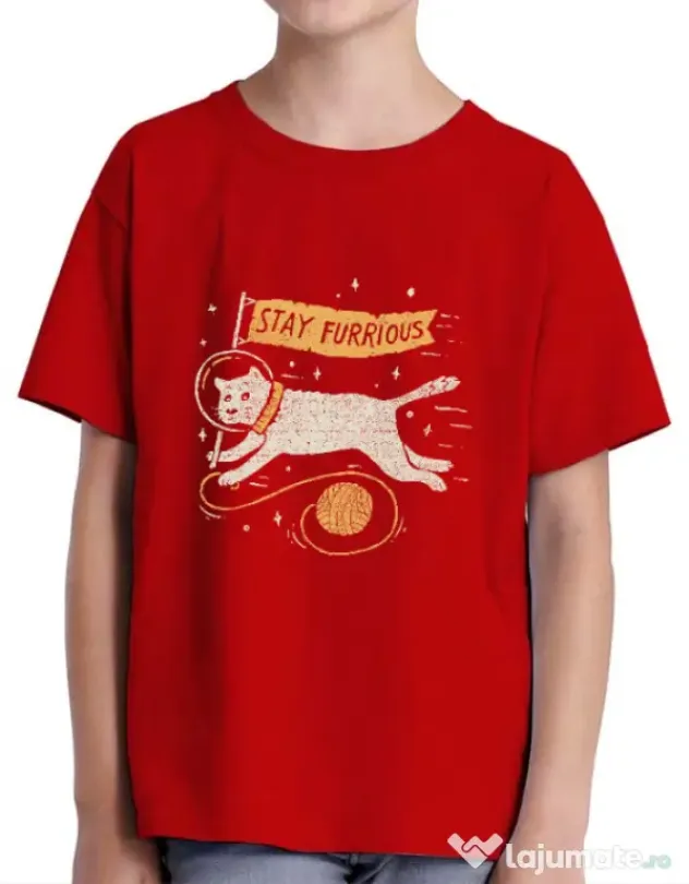 Tricou ADLER copil Stay Furrious Rosu