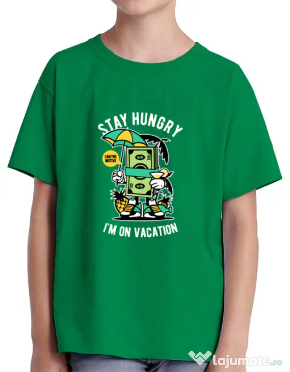 Tricou ADLER copil Stay Hungry Verde mediu