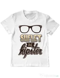 Tricou ADLER copil Suflet de hipster Alb