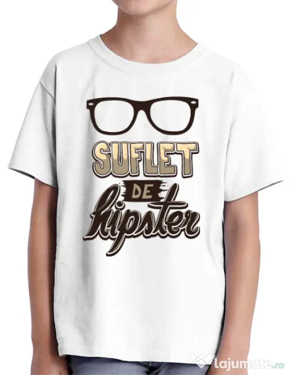 Tricou ADLER copil Suflet de hipster Alb