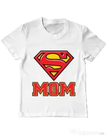 Tricou ADLER copil Super mom Alb