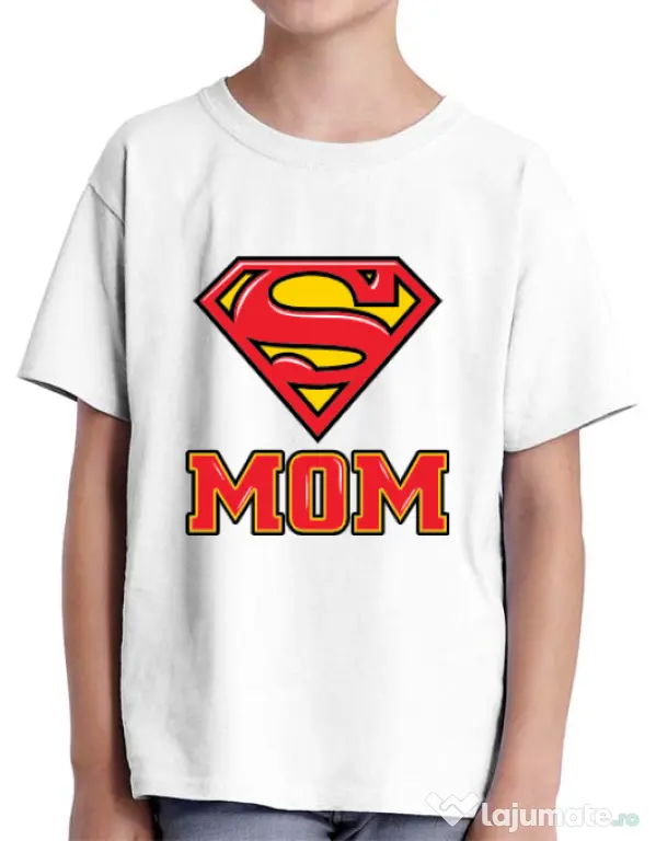 Tricou ADLER copil Super mom Alb