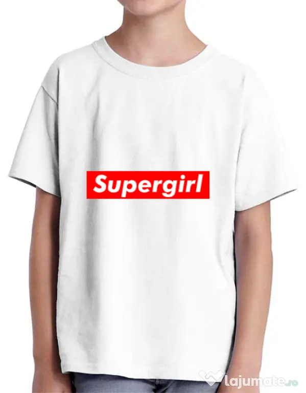 Tricou ADLER copil Supergirl Alb