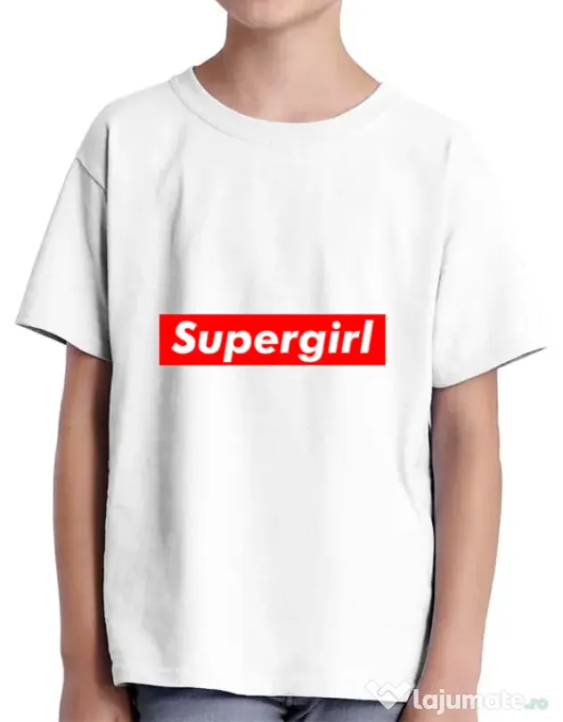 Tricou ADLER copil Supergirl Alb