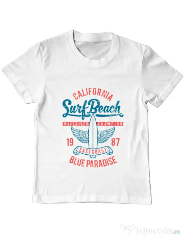 Tricou ADLER copil Surf Beach Alb