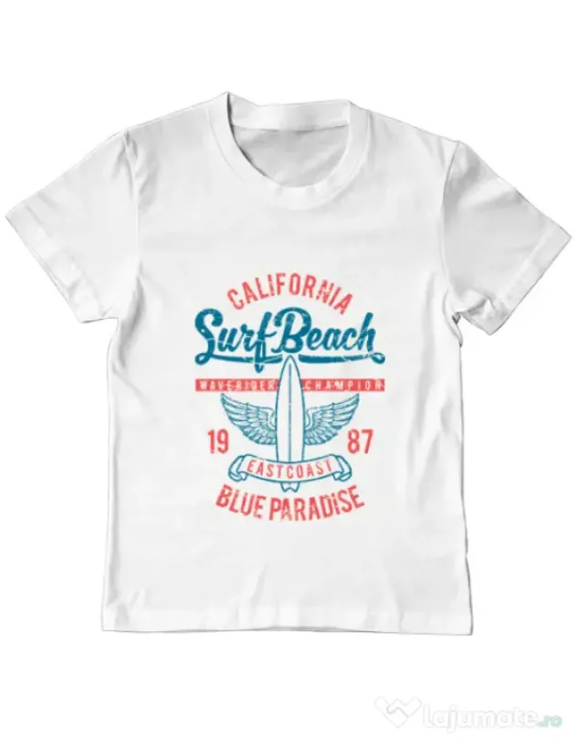 Tricou ADLER copil Surf Beach Alb
