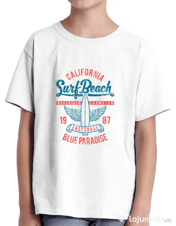 Tricou ADLER copil Surf Beach Alb