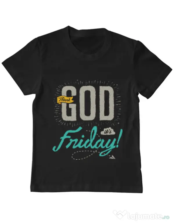 Tricou ADLER copil Thank GOD its Friday Negru