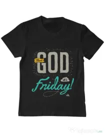Tricou ADLER copil Thank GOD its Friday Negru
