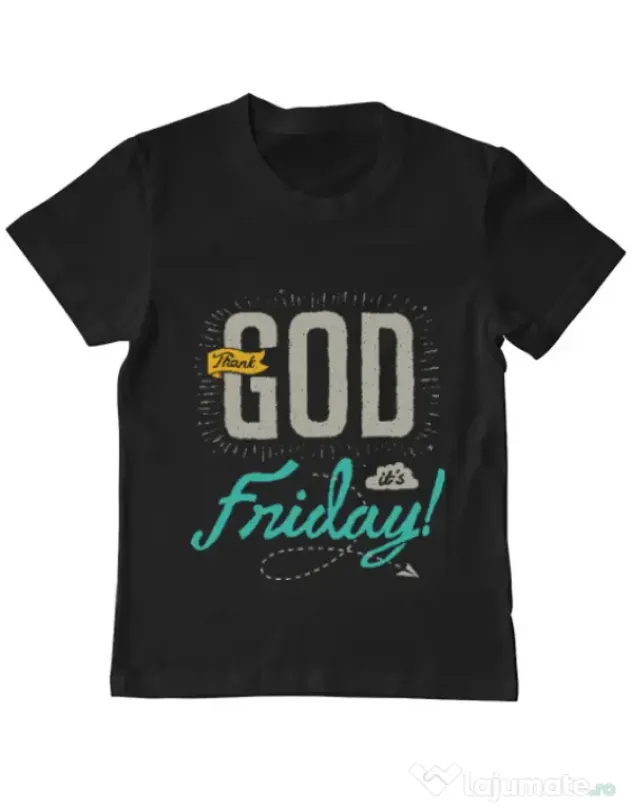 Tricou ADLER copil Thank GOD its Friday Negru