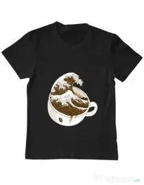 Tricou ADLER copil The Great Wave off Coffee Negru