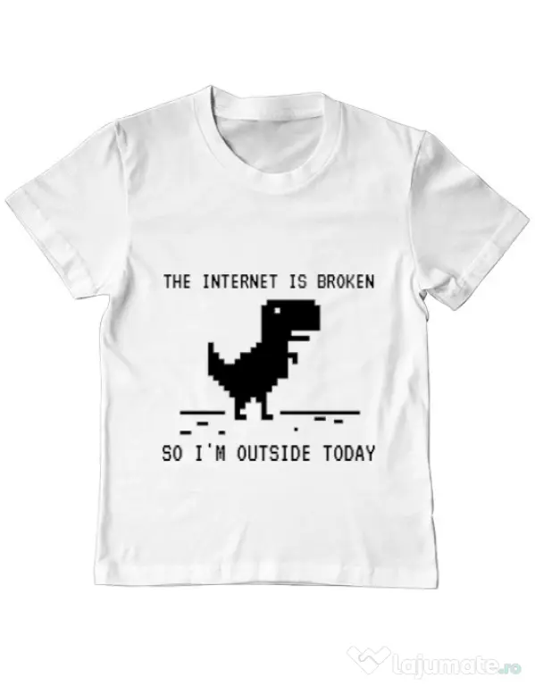 Tricou ADLER copil The internet is broken Alb