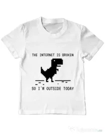 Tricou ADLER copil The internet is broken Alb