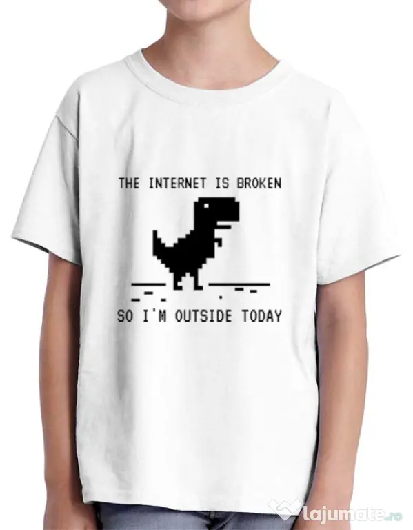 Tricou ADLER copil The internet is broken Alb