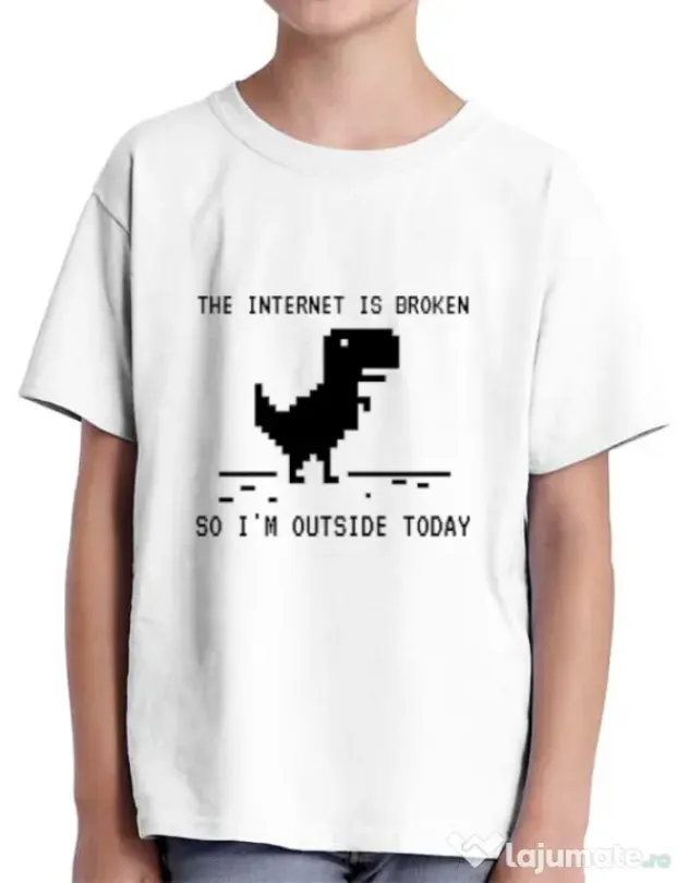 Tricou ADLER copil The internet is broken Alb