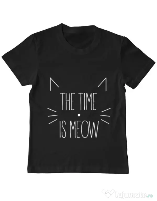 Tricou ADLER copil The time is meow Negru