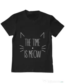 Tricou ADLER copil The time is meow Negru