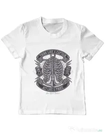 Tricou ADLER copil Think Like A Captain Act Like A Pirate Alb
