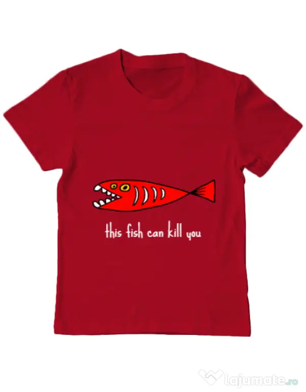 Tricou ADLER copil This fish can kill you Rosu
