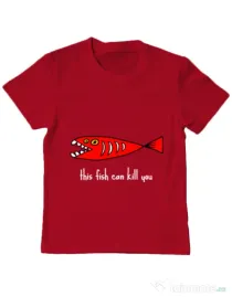 Tricou ADLER copil This fish can kill you Rosu