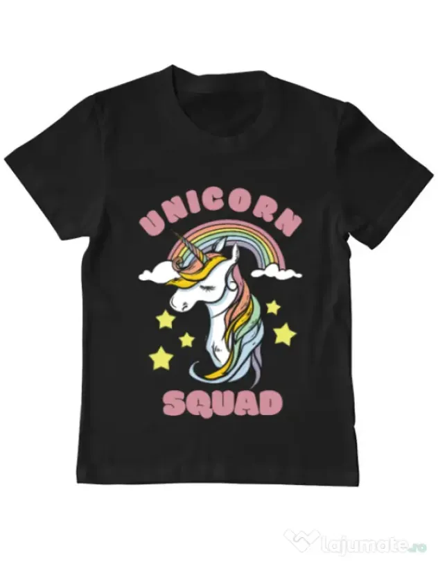 Tricou ADLER copil Unicorn squad Negru