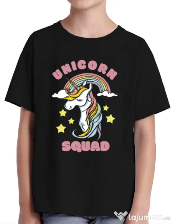 Tricou ADLER copil Unicorn squad Negru