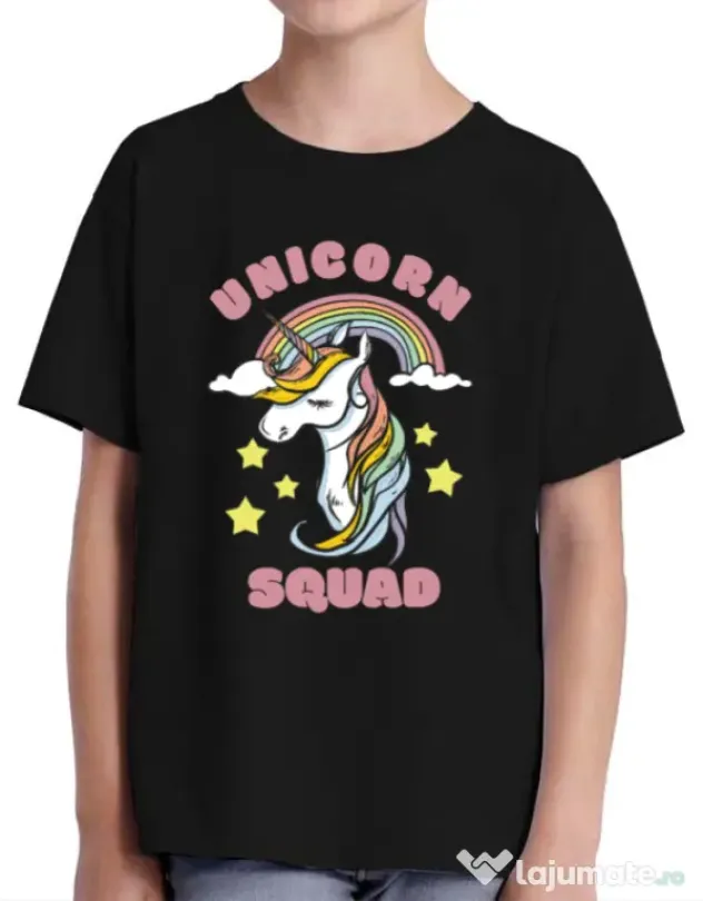 Tricou ADLER copil Unicorn squad Negru