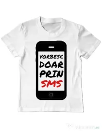 Tricou ADLER copil Vorbesc doar prin sms Alb