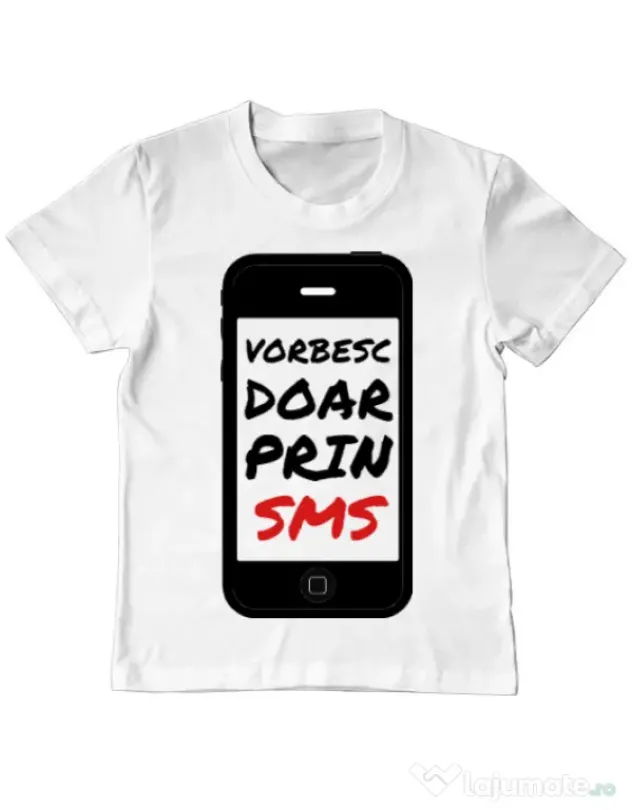 Tricou ADLER copil Vorbesc doar prin sms Alb