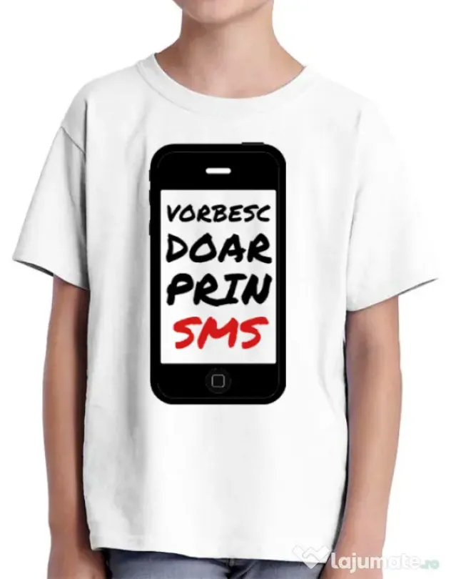 Tricou ADLER copil Vorbesc doar prin sms Alb