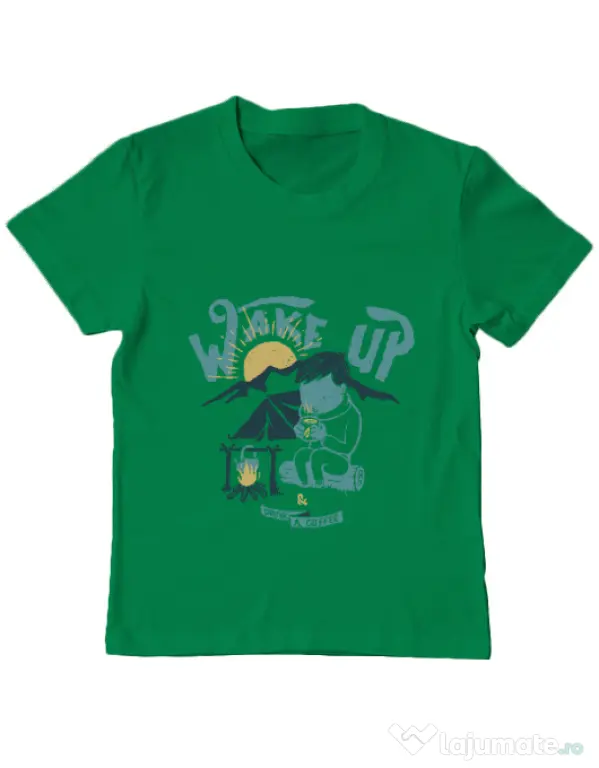 Tricou ADLER copil Wake up and drink a coffee Verde mediu