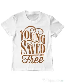 Tricou ADLER copil Young Saved And Free Alb