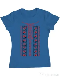 Tricou ADLER dama Etno 2 Albastru azuriu