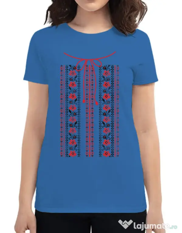 Tricou ADLER dama Etno 2 Albastru azuriu