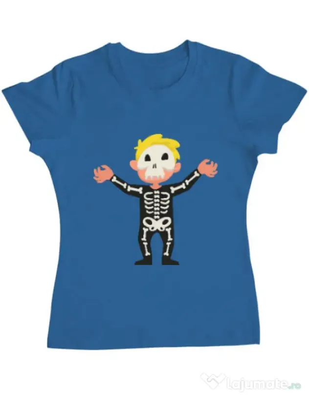 Tricou ADLER dama Halloween Skull Albastru azuriu